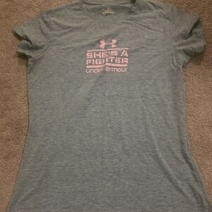 Under Armour Gray T-Shirt with Pink Logo